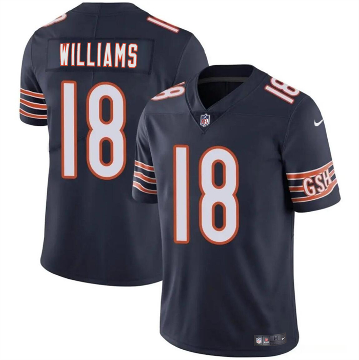 Men's Navy Chicago Bears #18 Caleb Williams 2024 Draft Vapor Stitched Football Jersey